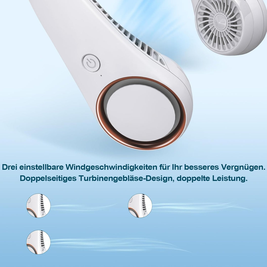 CIVPOWER Tragbarer Hals-Ventilator, händefrei, blattloser Ventilator, 360°-Kühlung, persönlicher Ven