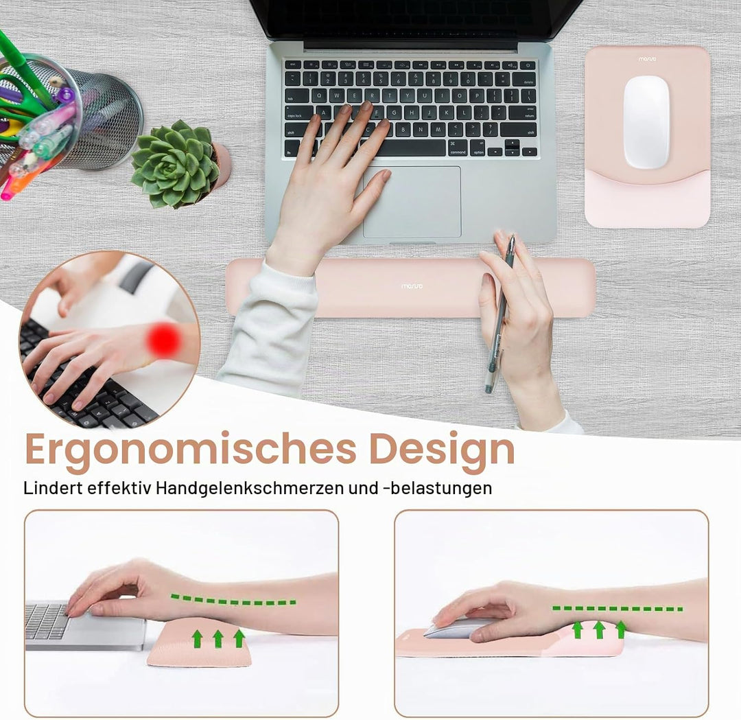 MOSISO Handgelenkstütze für Mauspad&amp;Tastatur Set, Rechteckig Ergonomisch Mauspad Rutschfest Basis Ho