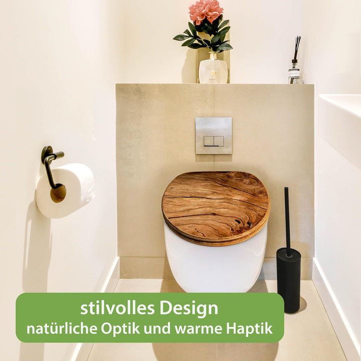 banjado Design WC Sitz Bambus Absenkautomatik 45,8x37,5cm - Toilettendeckel mit Absenkautomatik Holz