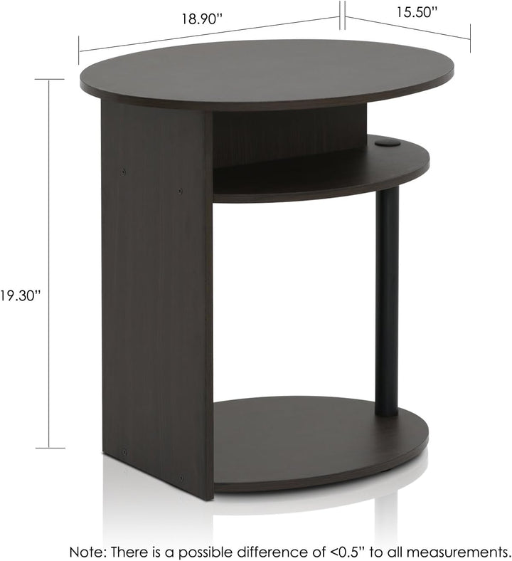 Furinno JAYA Ovaler Beistelltisch mit moderen Design, holz, Walnuss/Schwarz, 39.37 x 39.37 x 49.02 c