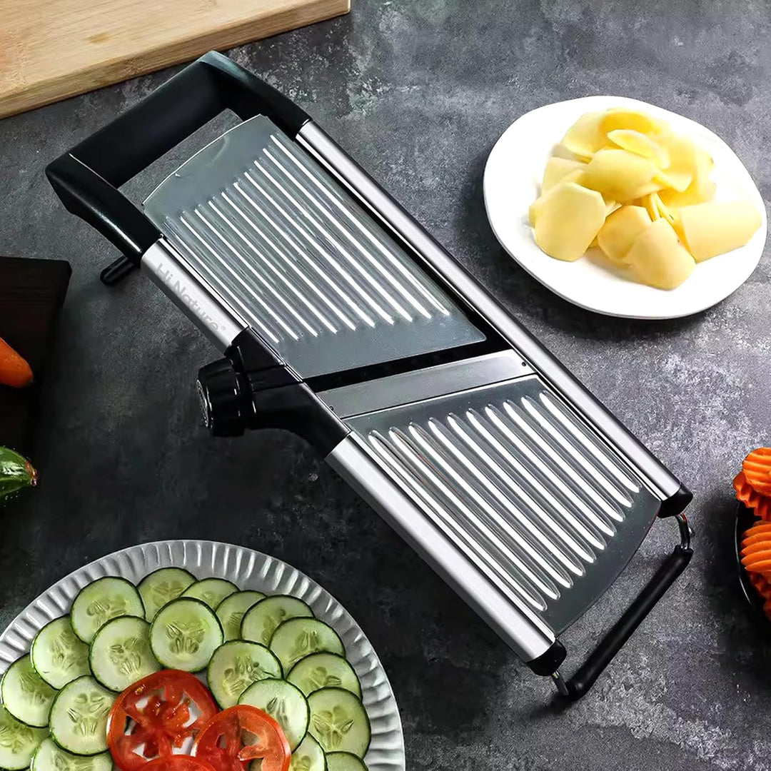 HI NATURE™ Edelstahl Gemüseschneider Mandoline – Verstellbarer Gemüse Mandolinenschneider mit Schnit