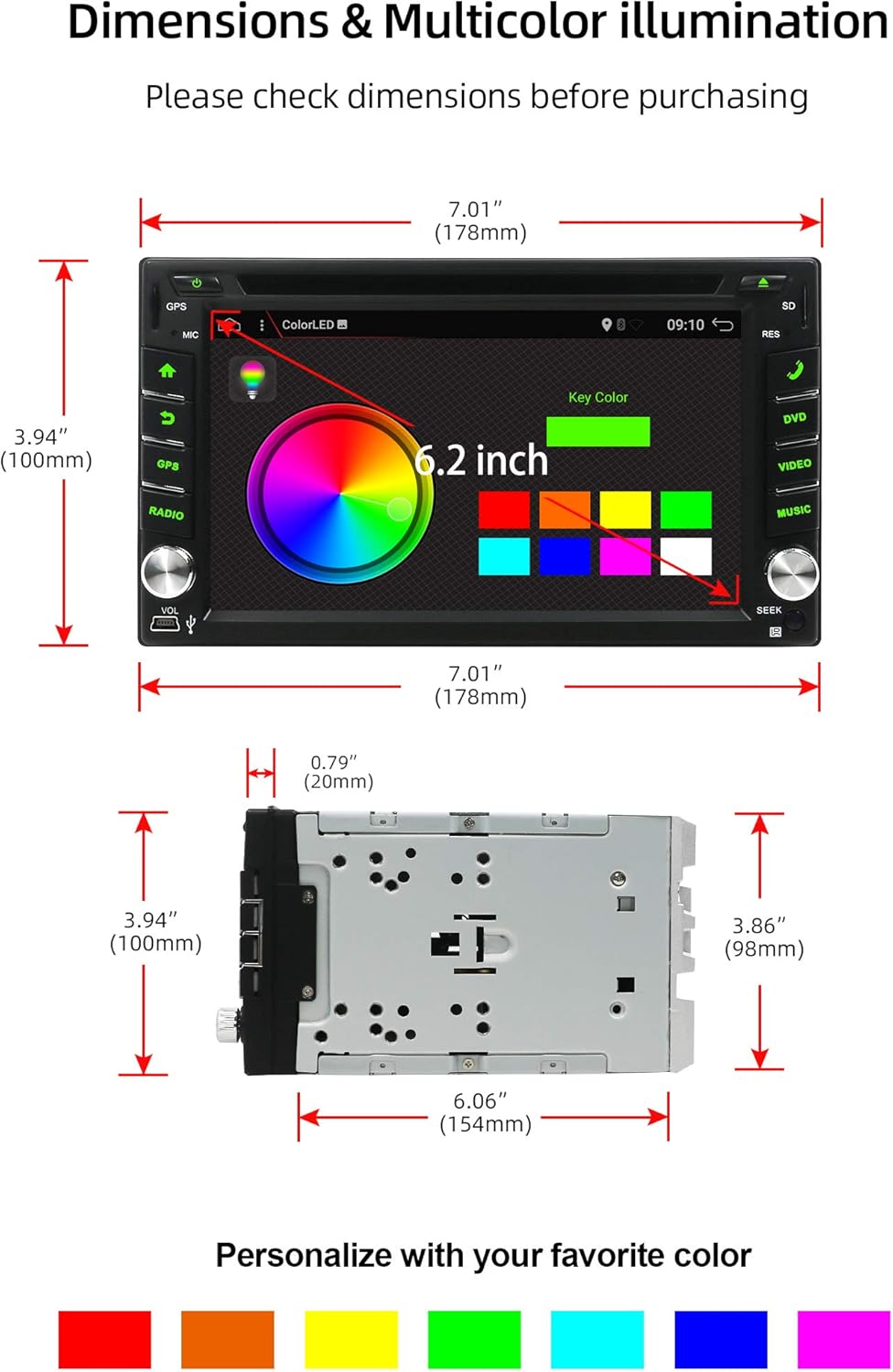 JOYX Android 10 Doppel Din Autoradio - 2G+32G - Rückfahrkamera Externes Mikrofon KOSTENLOS - 6.2 Zol