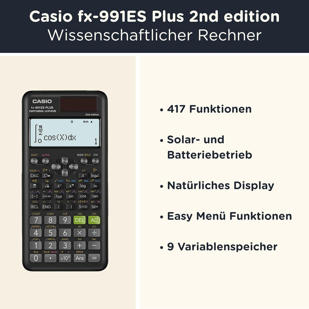 CALCUSO Sparpaket: Casio FX-991ES Plus 2nd Edition technisch-wissenschaftlicher Taschenrechner + WYN