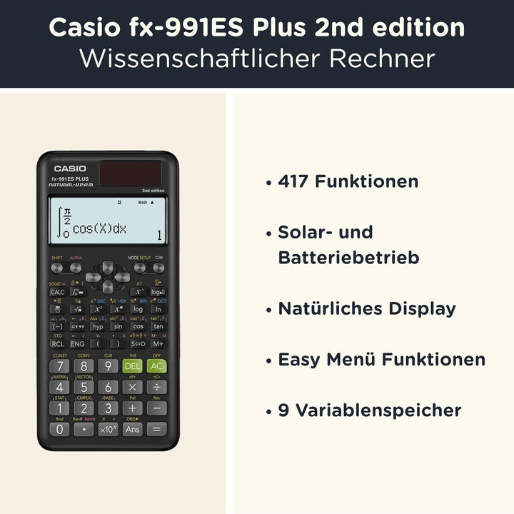 CALCUSO Sparpaket: Casio FX-991ES Plus 2nd Edition technisch-wissenschaftlicher Taschenrechner + WYN