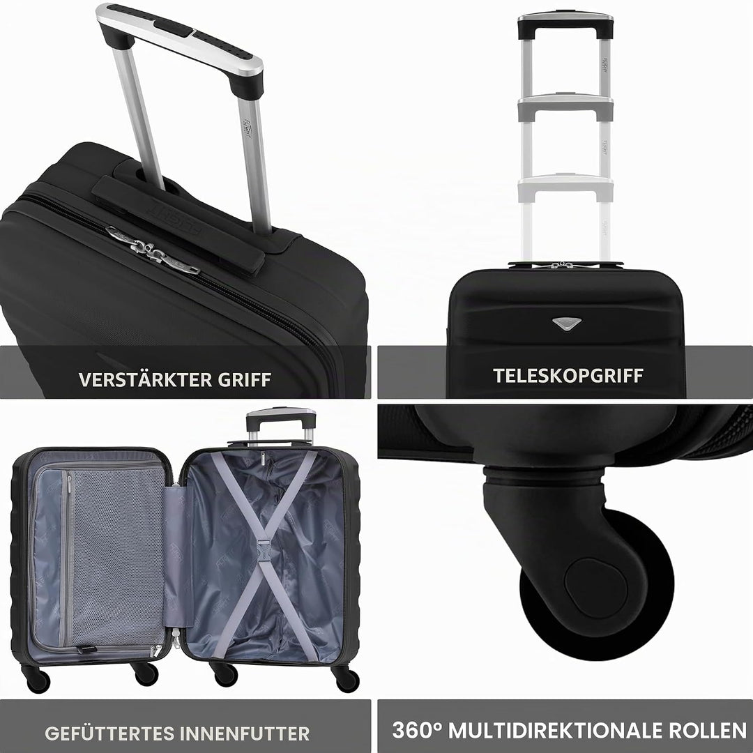 Flight Knight Leichte 4-Rad-ABS-Hartschalenkoffer Handgepack, zugelassen fur uber 35 Fluggesellschaf
