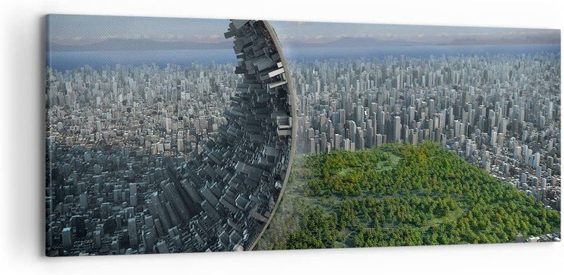 Wandbilder Dekoration Wohnzimmer Baum Park Abstraktion Stadt Panorama Bilder auf Leinwand 120x50cm L