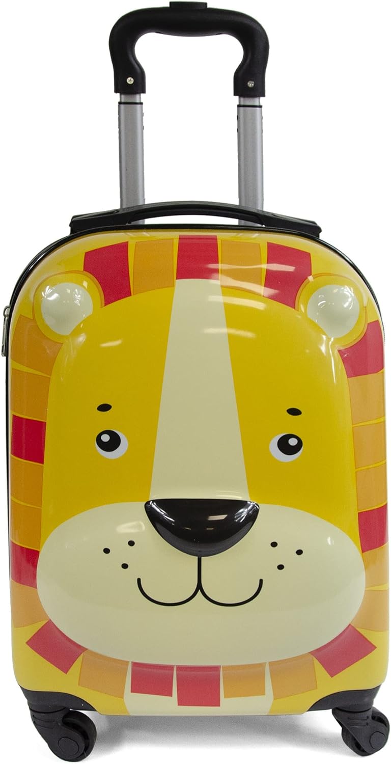 KINSTON Trolley-Koffer für Kinder | Gepäck mit Tiermotiven: Löwe gelb, Gelb und Orange, Koffer