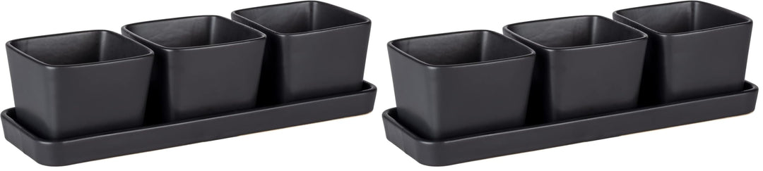 WENKO Snack & Dip Schalen Set, 4-teilig, 3 x 300 ml Schälchen mit Tablett, Für Tapas, Snacks & Finge