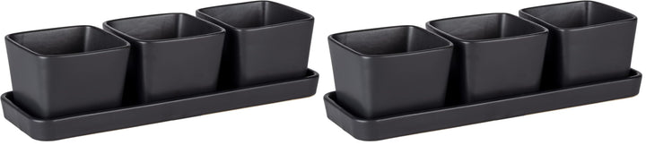 WENKO Snack & Dip Schalen Set, 4-teilig, 3 x 300 ml Schälchen mit Tablett, Für Tapas, Snacks & Finge
