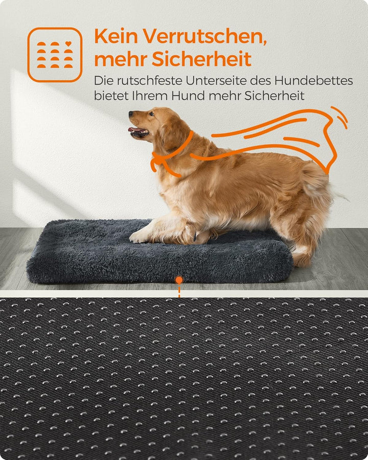 Feandrea Hundebett, Hundekissen, Flauschige Hundematte, Langer Plüsch, 122 x 74 cm, weiche Polsterun