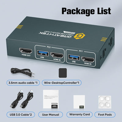 4K60Hz USB 3.0 HDMI KVM Switch 2 PC 1 Monitore, KVM-Switches für 2 Computer teilen sich 1 Satz Druck