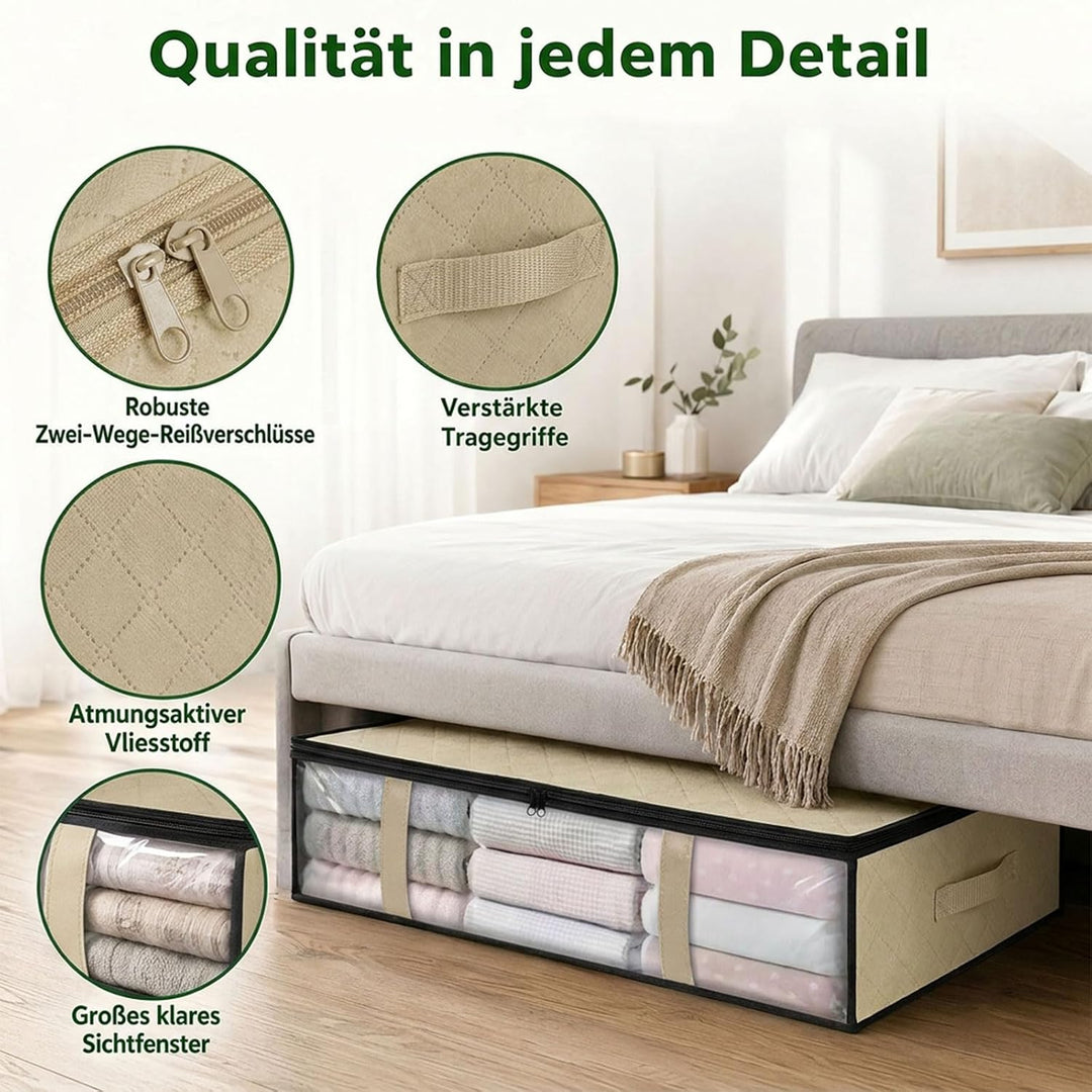 4er-Set Unterbett Aufbewahrungsboxen für Kleideraufbewahrung &amp; Organisation | 40L Waschbare Unterbet