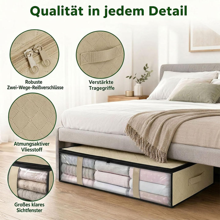 4er-Set Unterbett Aufbewahrungsboxen für Kleideraufbewahrung &amp; Organisation | 40L Waschbare Unterbet