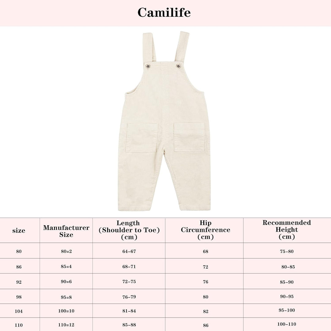 Camilife Baby Kleinkind Kinder Jungen Mädchen Kordsamt Latzhose Overall Kord Hose mit Hosenträger fü