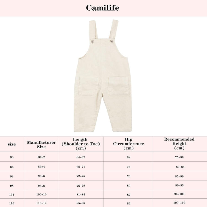 Camilife Baby Kleinkind Kinder Jungen Mädchen Kordsamt Latzhose Overall Kord Hose mit Hosenträger fü