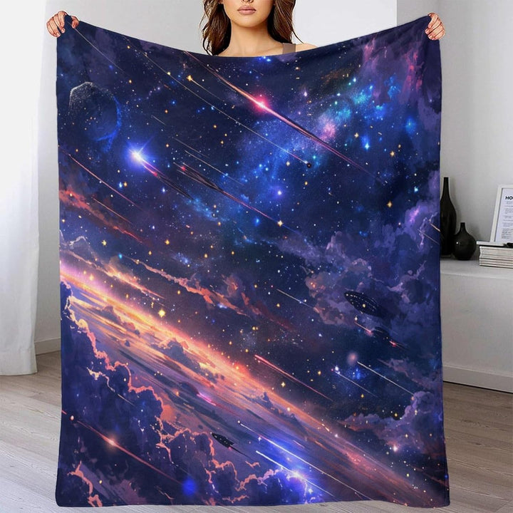 A Sky Full of Galaxies 3D Flannel Fleece Throw Blanket for Fluffy Cosy Soft Warm Microfiber Bedding
