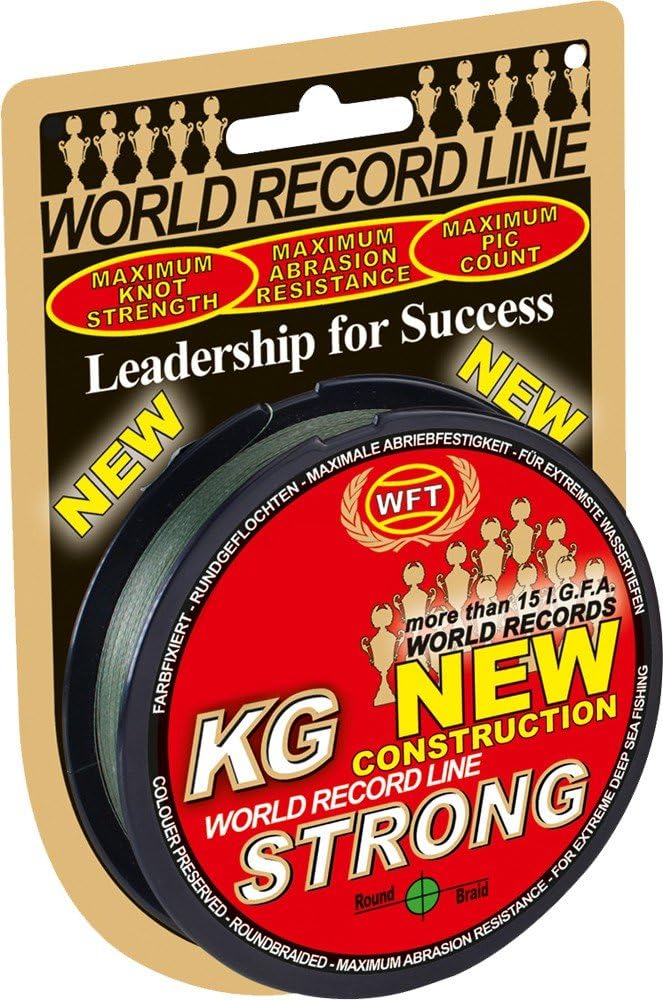 WFT KG Strong 300m 0,18mm 22kg, geflochtene Schnur, Meeresschnur, Angelschnur, Geflechtschnur Grün,