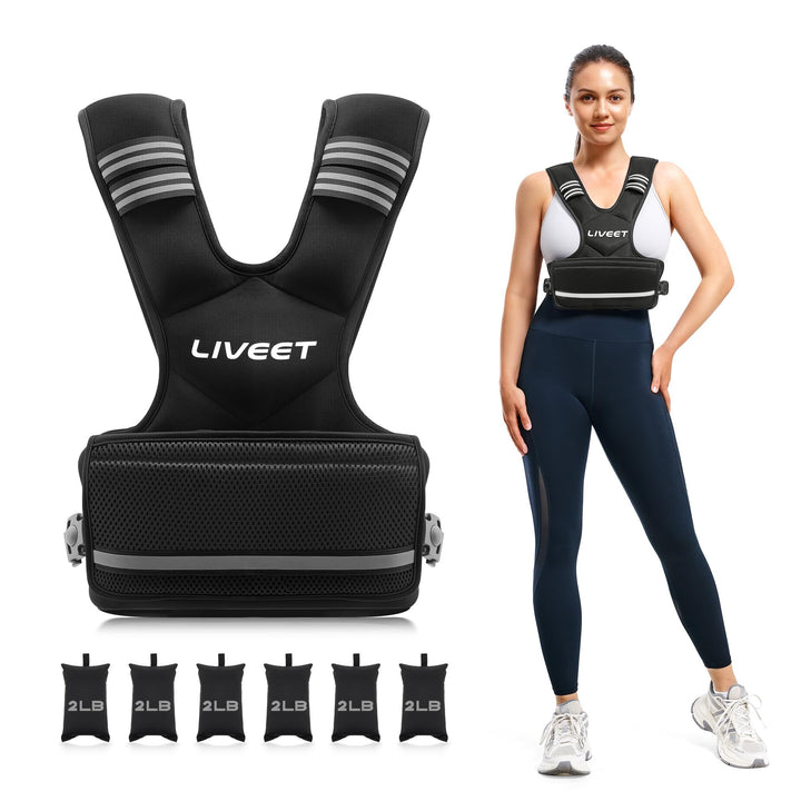 Verstellbare Gewichtsweste für Damen und Herren, 1,8-14,5 kg Gewichtsweste mit 6 Eisensandbeuteln, L