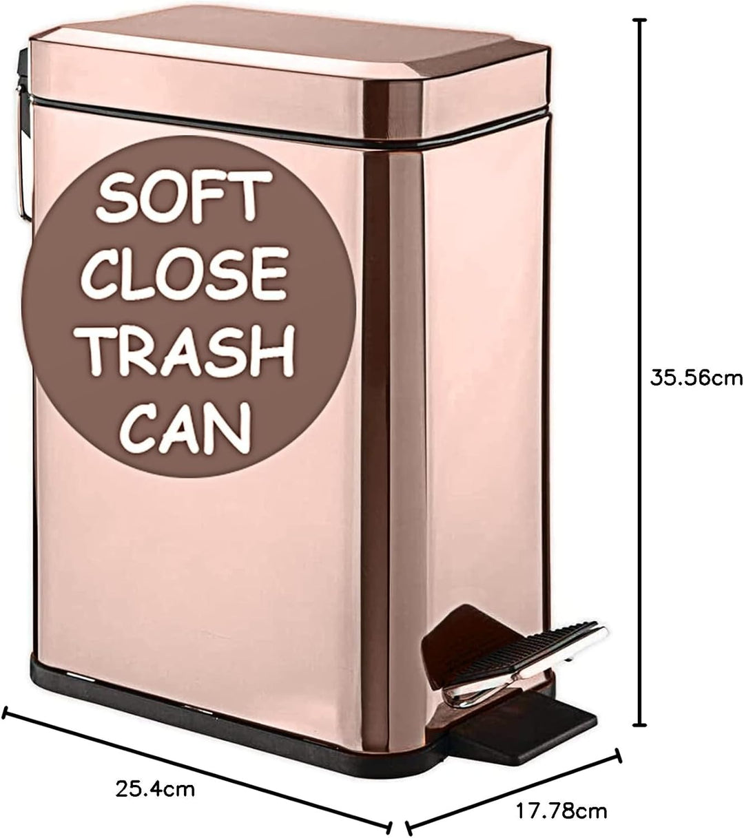 Homie Soft Close, rechteckiger Abfalleimer 5L mit Anti-Bag Slip Liner und Deckel, Verwendung als Min