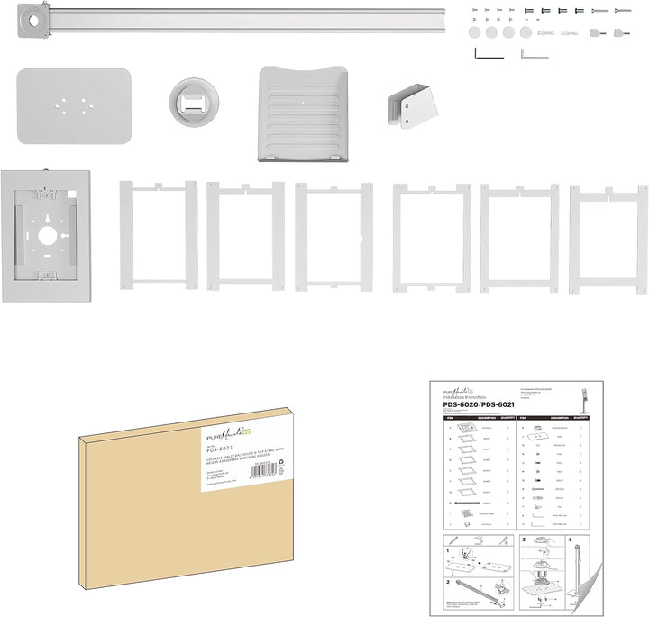 PureMounts® Tablet Halterung mit abschliessbarem Stahlgehäuse für iPad 5/6/7/8/9/ IPad Air 9.7"/ 10.