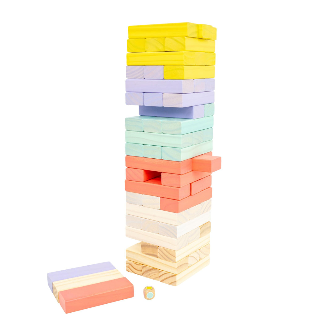 TP Toys Giant Wooden Tumble Tower FSC Certified Classic Tumbling Game with 60 Pastel Blocks & Matchi