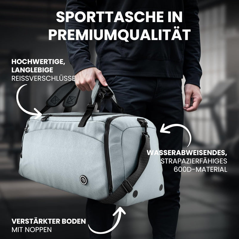 Sporttasche Trainingstasche + Rucksack, Schuhfach, Nassfach | Reisetasche Schwimmtasche Fitnesstasch