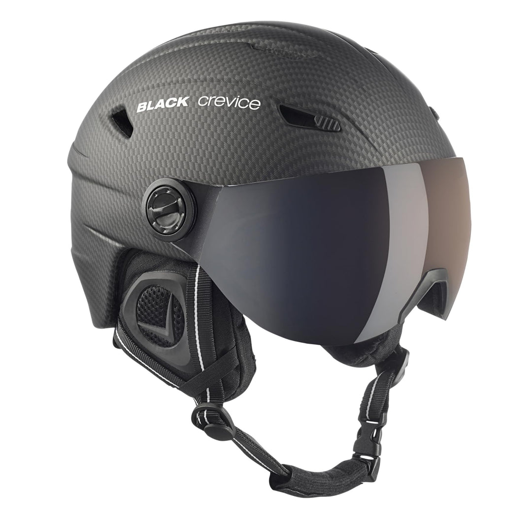 Black Crevice Skihelm Silvretta I Skihelm mit Visier im Pilotenstyle I Skihelm Herren & Damen I Skih