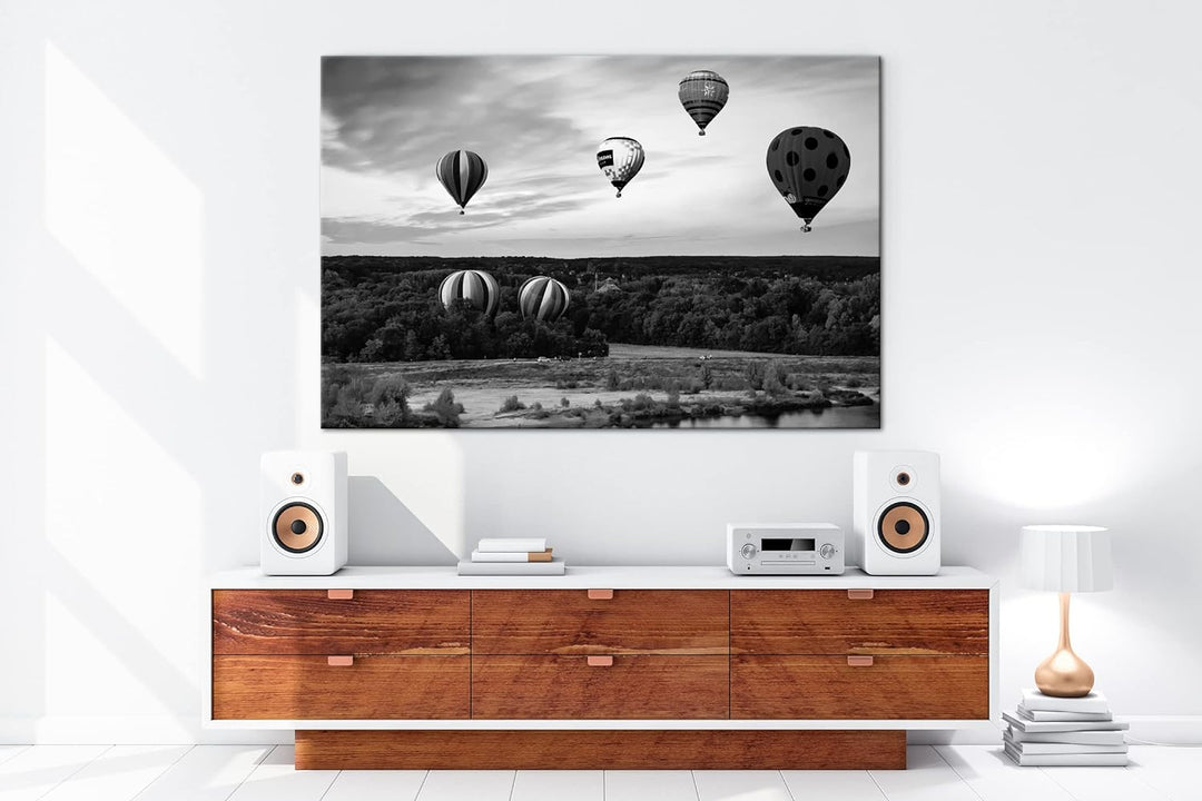 deyoli Fahrt mit einem Heissluftballon Effekt: Schwarz&Weiss,Format: 80x60 als Leinwandbild, Motiv f
