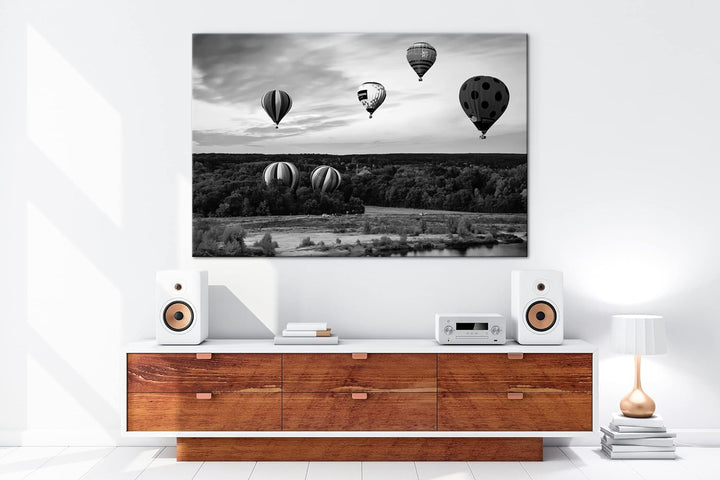 deyoli Fahrt mit einem Heissluftballon Effekt: Schwarz&Weiss,Format: 80x60 als Leinwandbild, Motiv f