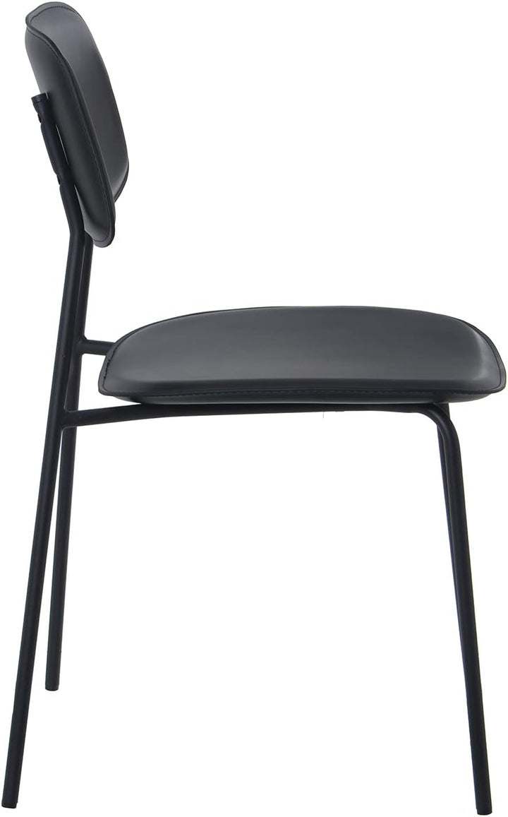 DRW Set aus 4 Stühlen aus PU und Metall in Schwarz 43 x 48 x 78 cm, Höhe der Sitzfläche 44 cm, 43x48