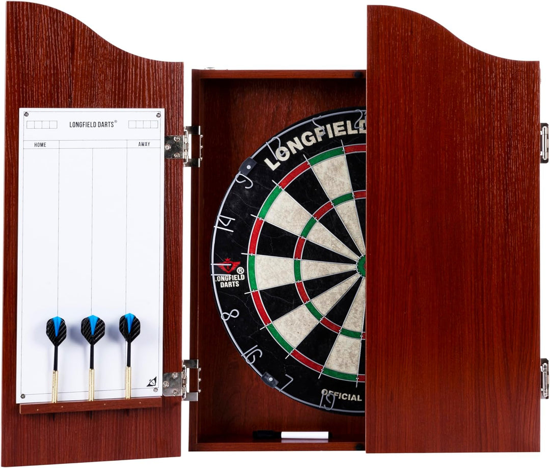 Holz Dartschrank, sisal Dartscheibe, inbegriffen 6 Darts 18gr und Zubehör dunkle Eiche, dunkle Eiche
