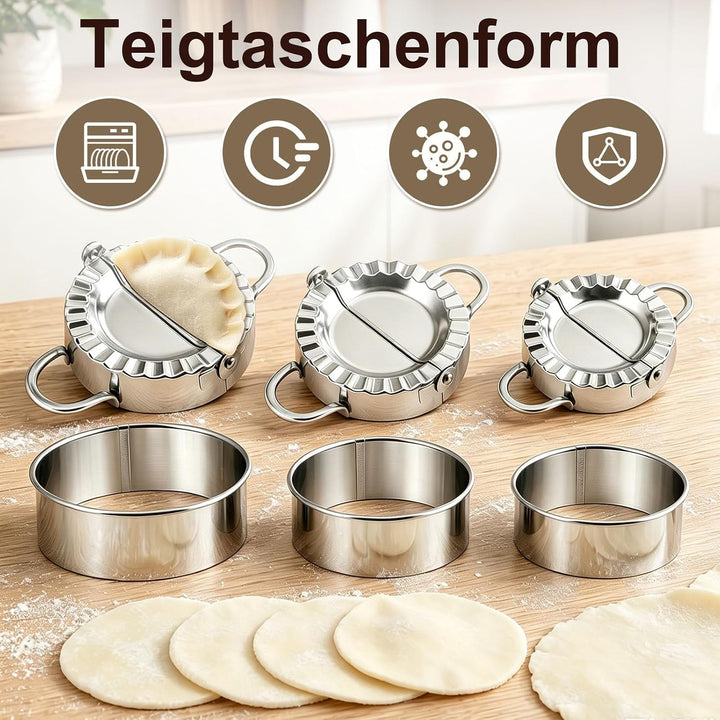 FYSL Edelstahl Ravioli Former - 6 Stück Teigtaschenformer für Dumplings & Knödel, 6 Grössen