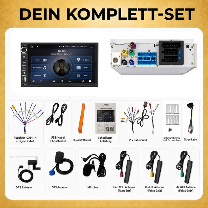M.I.C. AU7-L2 Android 14 Autoradio mit Navigation: MediaTek MT6765V, 4GB+64GB, 7 Zoll QLED Display,