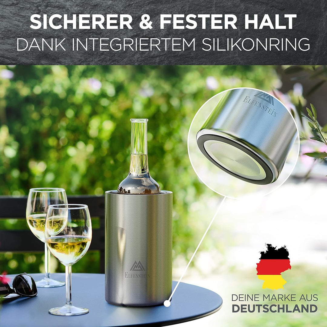 Weinkühler Edelstahl [4h Kühlung & kratzfester Boden] Sektkühler doppelwandig, Flaschenkühler outdoo