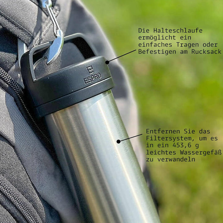 ESPRO Reise French Press Ultralight, Mini Coffee Maker mit Thermo-Funktion, 475ml, edelstahl Edelsta