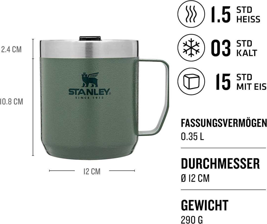 Stanley Classic Legendary Camp Mug Thermobecher 354 ml - Hält 1.5 Stunden Heiss - 3 Stunden Kalt - B