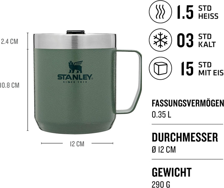 Stanley Classic Legendary Camp Mug Thermobecher 354 ml - Hält 1.5 Stunden Heiss - 3 Stunden Kalt - B