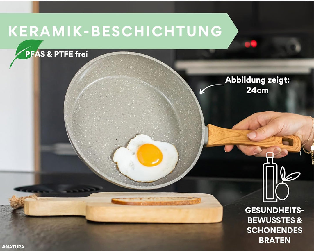 Keramikpfanne 28cm – Pfanne mit Keramikbeschichtung Induktion, PFAS & PTFE frei, grosse Bratpfanne K
