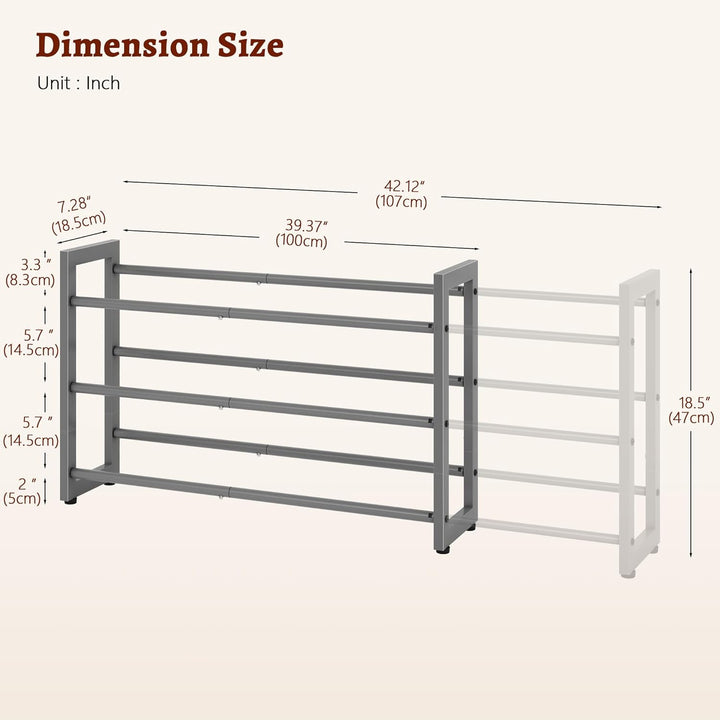 FAVOOSTY 2 Ebenen Schuhregal Metall Ausziehbares Weiss, Verstellbar Platzsparend, Shoes Rack, Robust