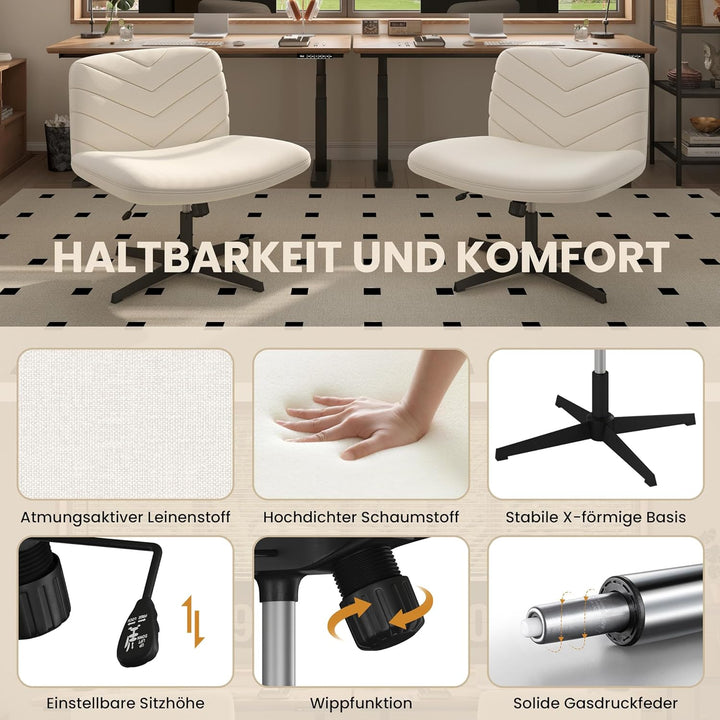 Yaheetech Bürostuhl, Ergonomischer Schreibtischstuhl mit breitem Sitzkissen, Höhenverstellbar Drehst