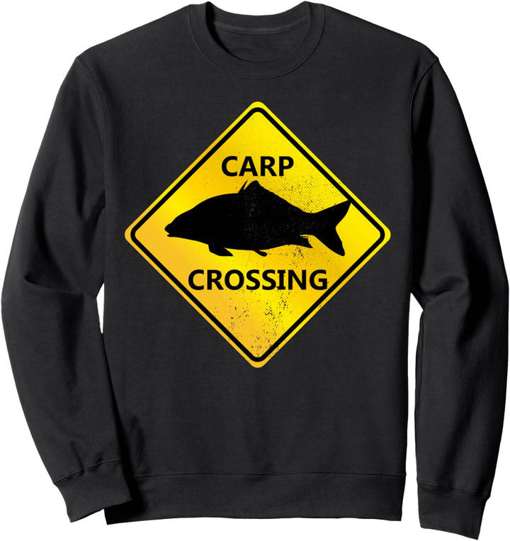 Karpfen Crossing Lustiges Warnschild Karpfenfischen Angler Sweatshirt