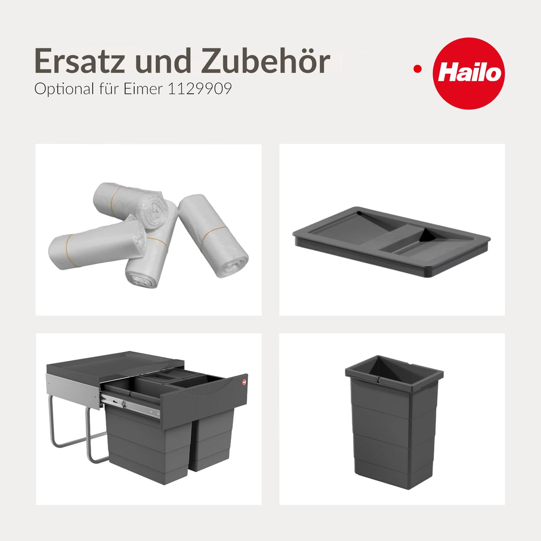 Hailo Inneneimer | Modell 1129909 Dunkelgrau | 8 Liter Fassungsvermögen | Masse: 226 x 156 x 295 mm
