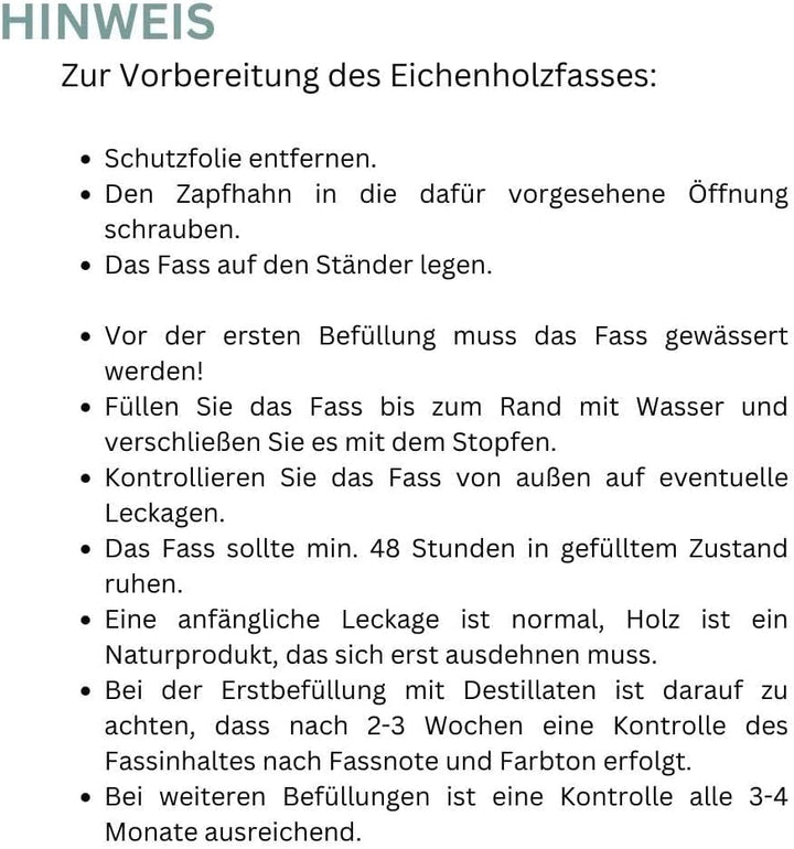 Waldmeister Eichenfass 10L - Holzfass stehend - Weinfass geölt - Whiskyfass