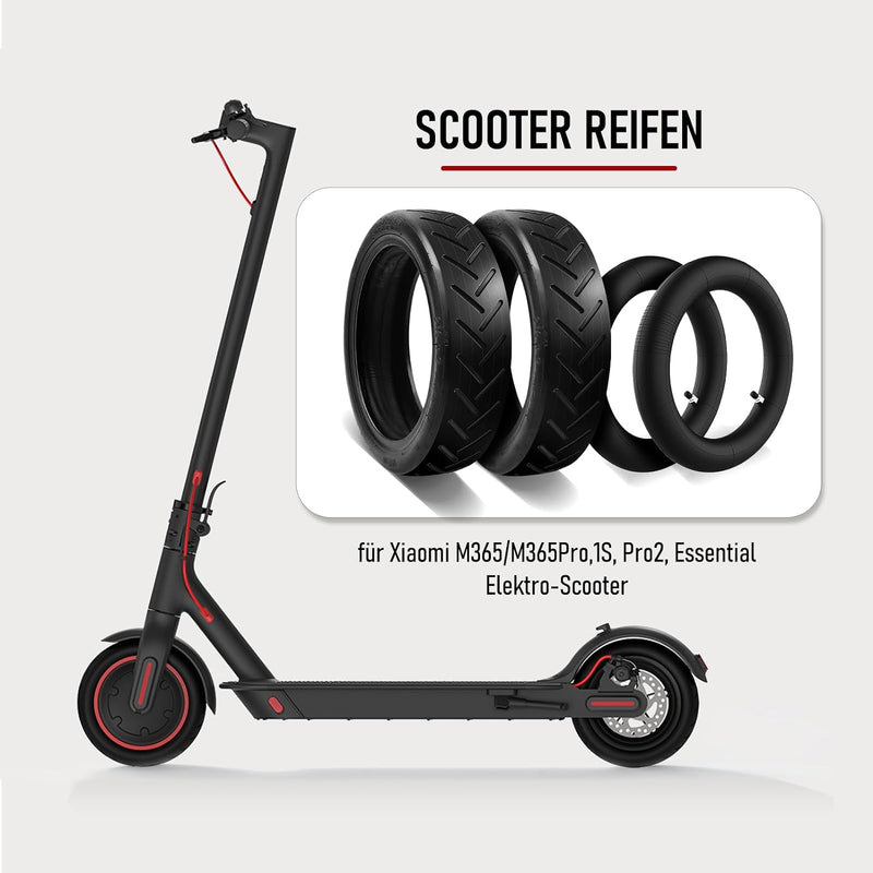 MaxEarn 4 Stk 8 1/2 x2 E-Scooter Reifenset, Innen- und Aussenreifen 8,5 zoll, Elektroroller Ersatzrä