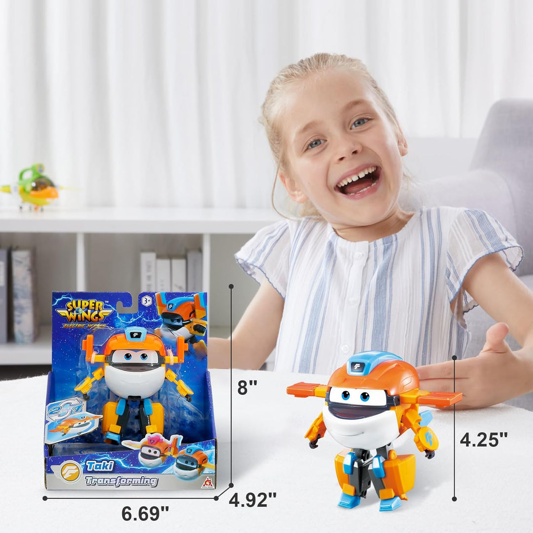 Super Wings Transformations-Flugzeug Supercharged Taki, ca. 12,7 cm grosse Spiel-Figur für Kinder, S