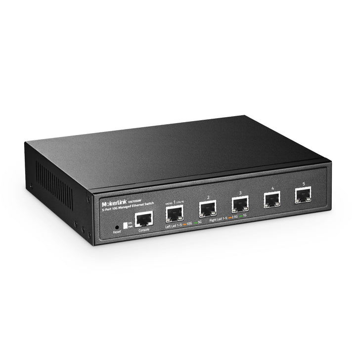MokerLink 5-Port-10G-Managed-Ethernet-Switch, 10G/5G/2,5G/1G autoadaptiv, L3 Web/CLI-verwaltet, Meta
