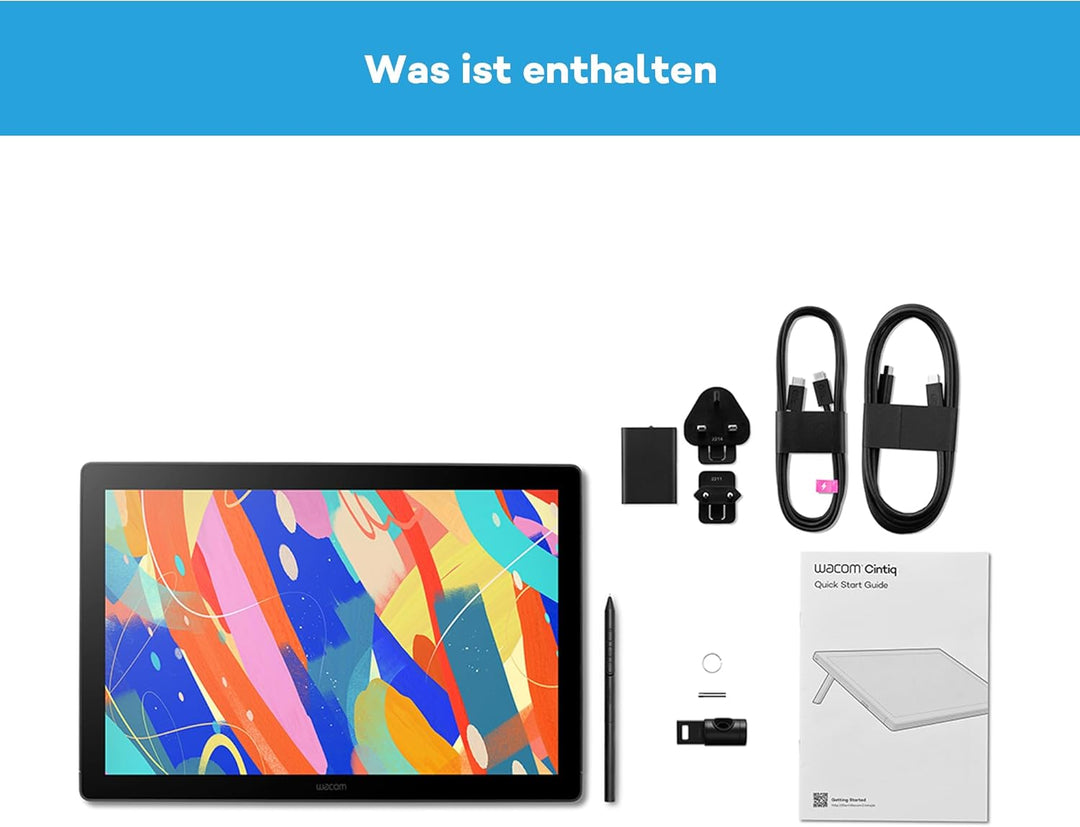 Wacom Cintiq 16 (2025 Edition) – Kompaktes 2.5K Kreativ-Stiftdisplay mit Wacom Pro Pen 3, entspiegel