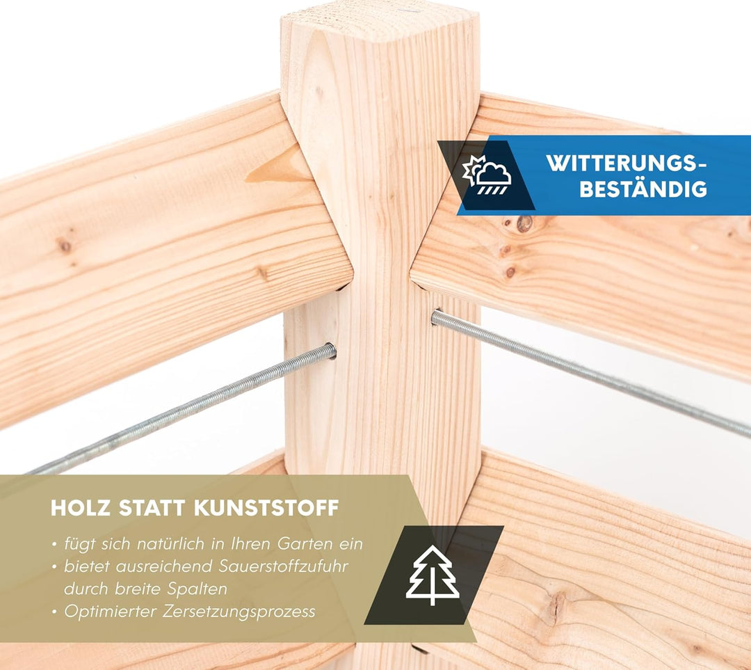 Westmann Holz Komposter Konni S | Lärchenholz FSC-Zertifiziert | Robustes & wartungsarmes Holz | Nat