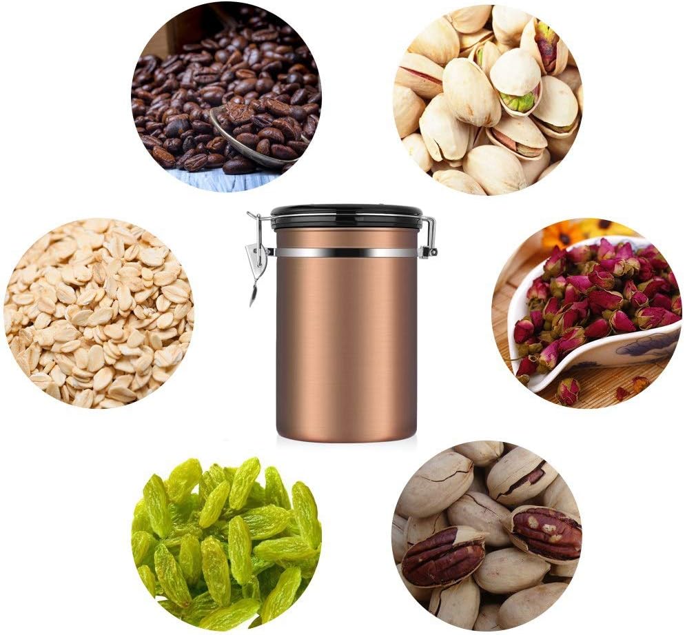 Kaffeekanister, 1,8 L, Edelstahl, Grosser Behälter, Luftdicht, für Gemahlenes Stahlpulver und Bohnen