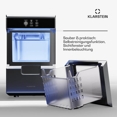Klarstein 2,2L Eisnugget-Maschine für Zuhause, Camping & Gastro, Schnelle Nuggeteis-Maschine Klein,